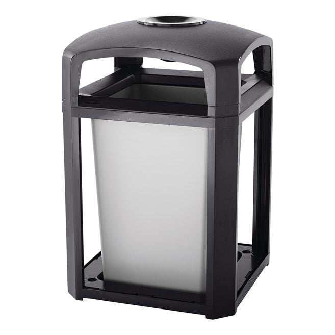 CONTENEDOR LANDMARK SERIES ARMAZÓN CON TAPA DE DOMO CON CENICERO Y FORRO INTERNO RÍGIDO, 35 GAL
