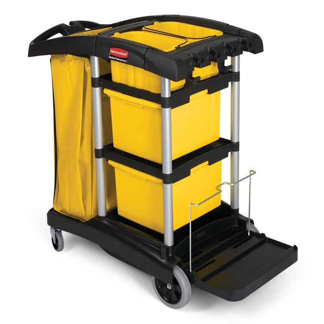 CARRO DE LIMPIEZA DE ALTA CAPACIDAD CON COMPARTIMENTOS NEGRO