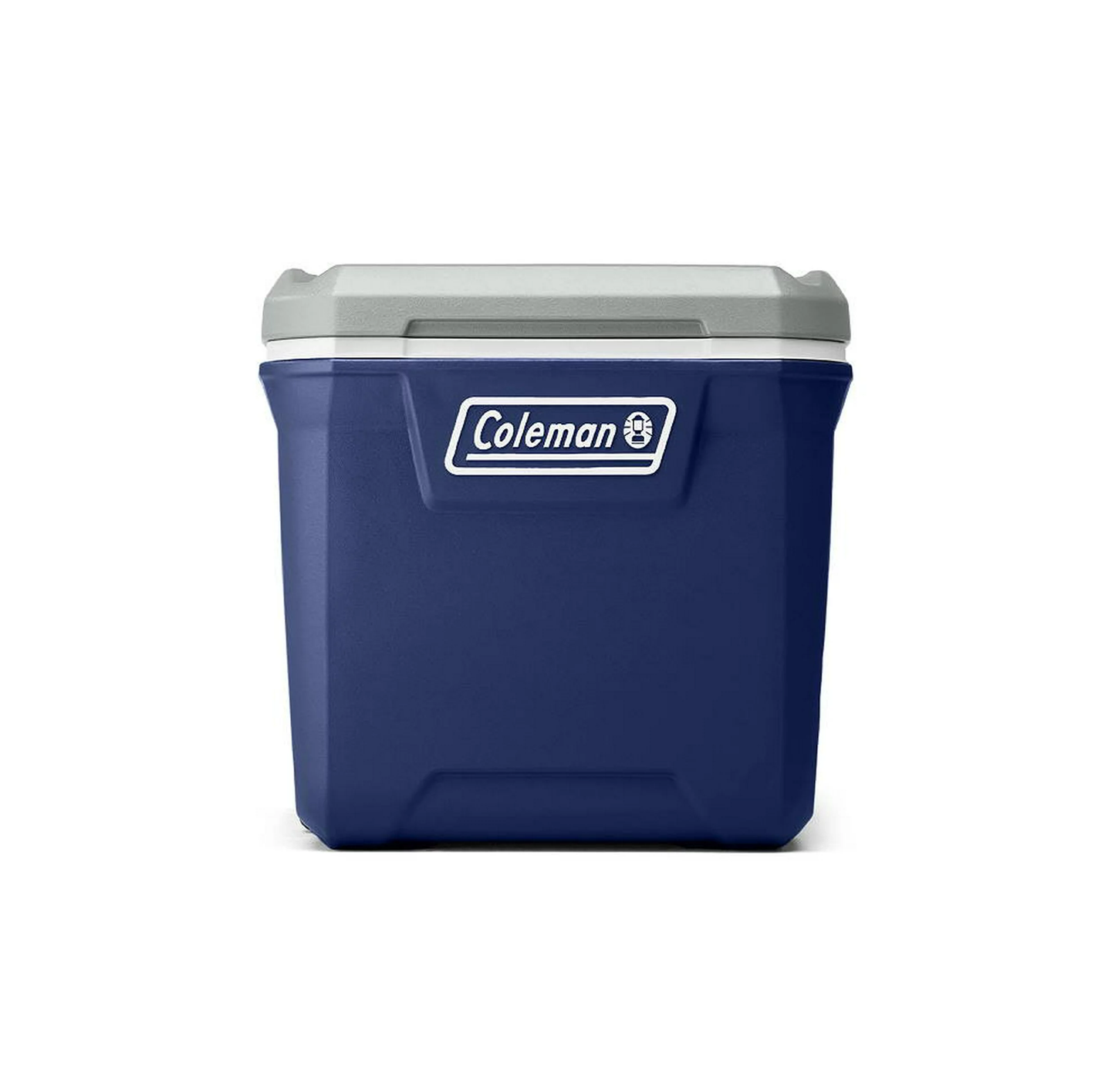HIELERA COLEMAN 65 QT, TAPA MOLDE PORTAVASOS, ASA DE TRANSPORTE Y LLANTAS, AZUL C/GRIS