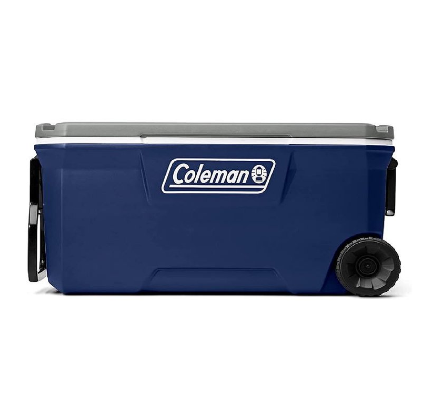 HIELERA COLEMAN 100 QT, TAPA CON MOLDE PORTAVASOS Y ASAS, AZUL C/ GRIS