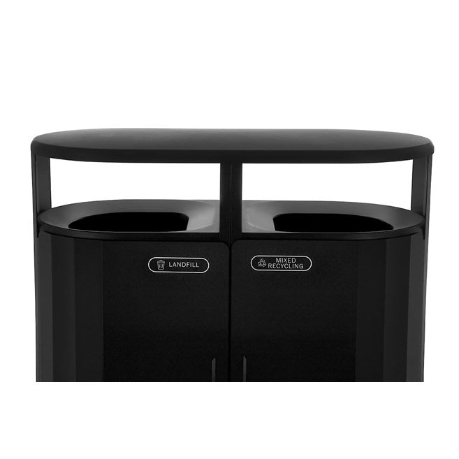 CONTENEDOR DOBLE FLUJO RESIST PARA BASURA Y RECICLAJE, 66 GAL