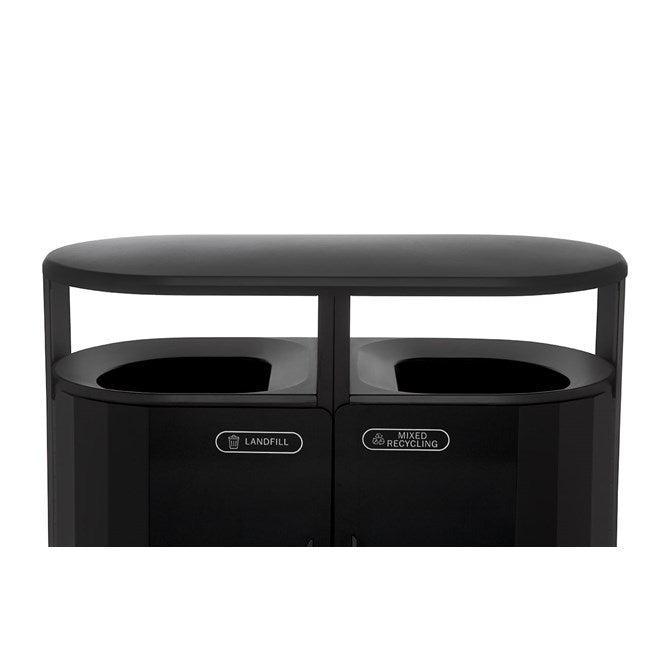 CONTENEDOR DOBLE FLUJO RESIST PARA BASURA Y RECICLAJE, 46 GAL