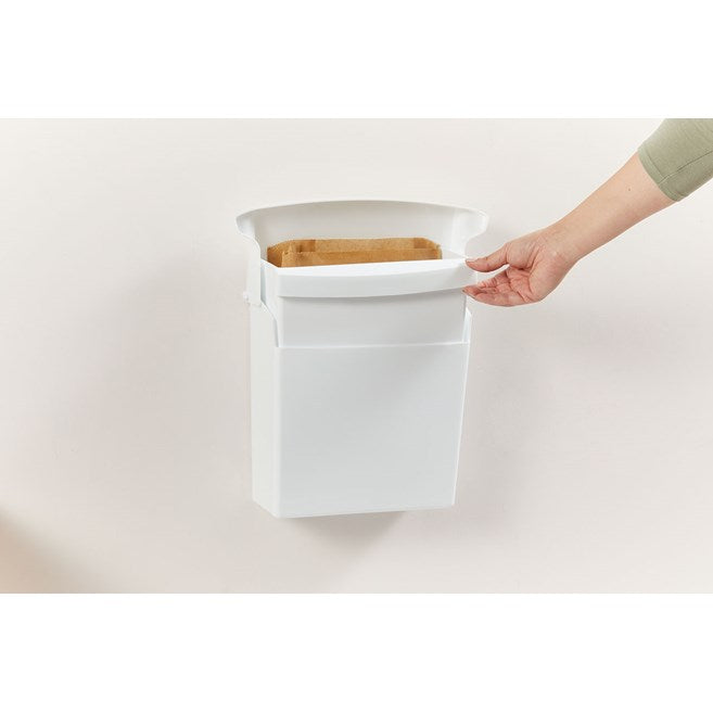 RECIPIENTE PARA TOALLAS SANITARIAS FEMENINAS CON REVESTIMIENTO RÍGIDO, BLANCO
