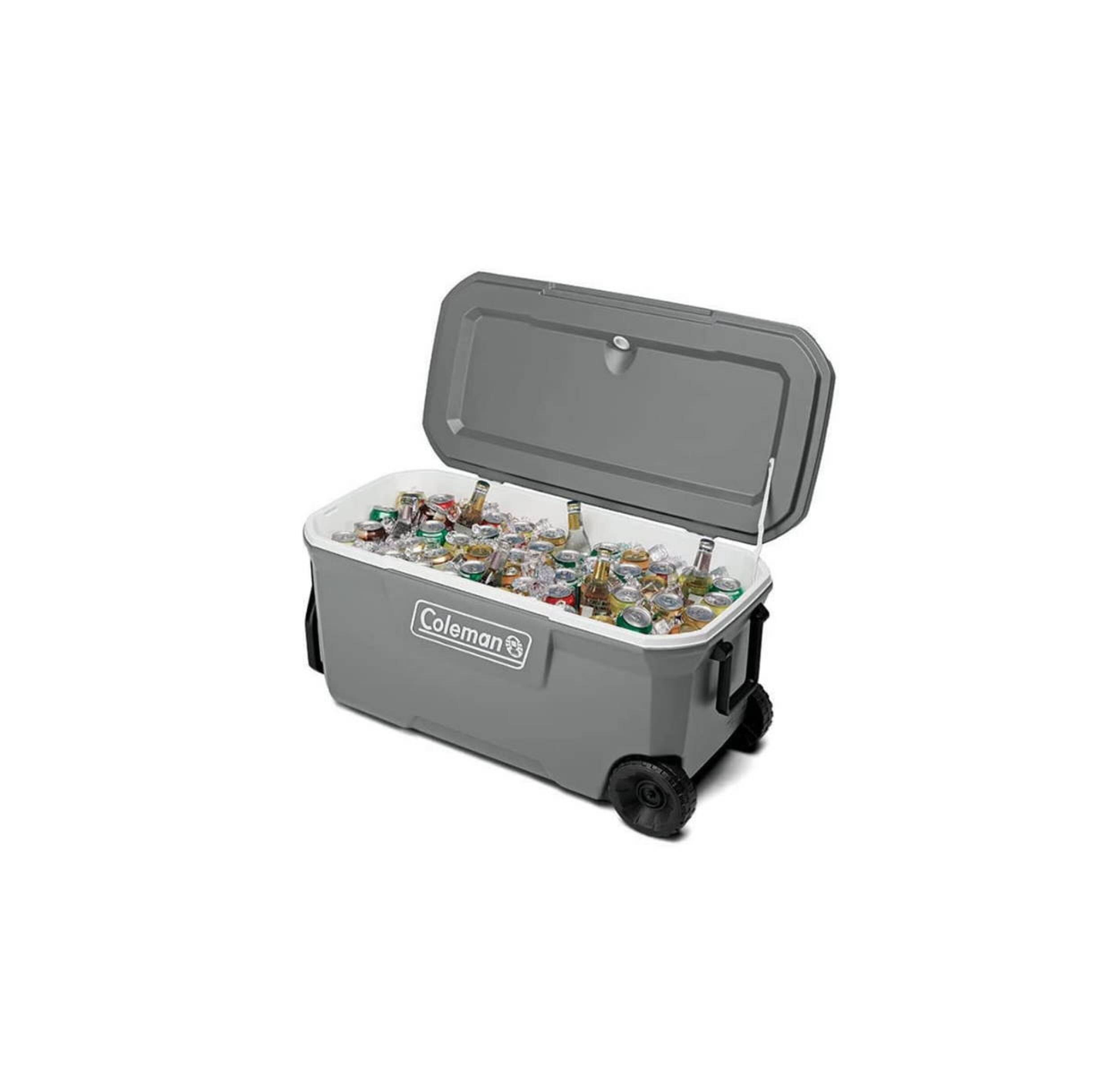 HIELERA ENFRIADOR COLEMAN 100 QT, CON LLANTAS Y ASA, GRANDE