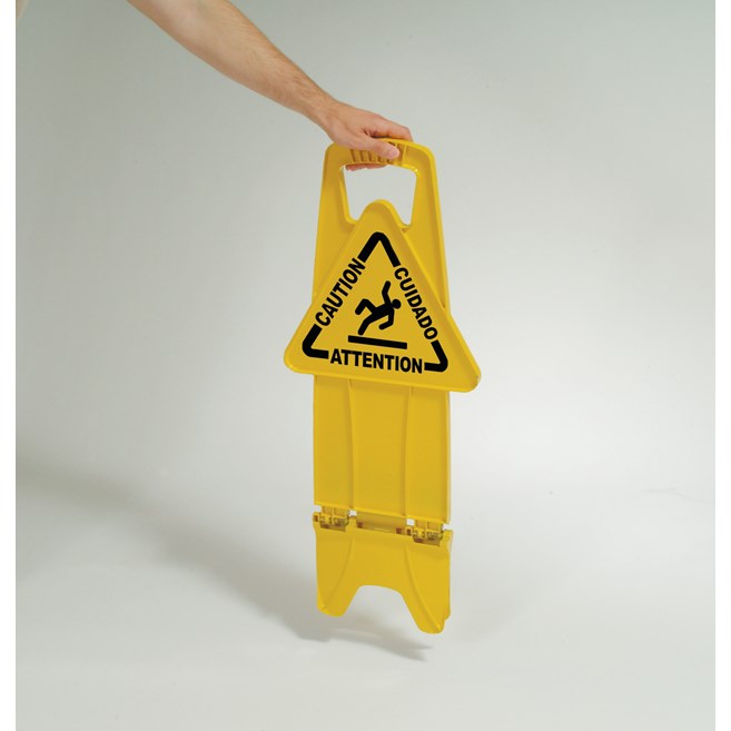 SEÑAL DE SEGURIDAD "PRECAUCIÓN" MULTILINGÜE, 2 CARAS, 26", AMARILLO