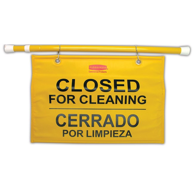 SEÑAL VISIBLE PARA COLGAR "CERRADO POR LIMPIEZA" MULTILINGUAL