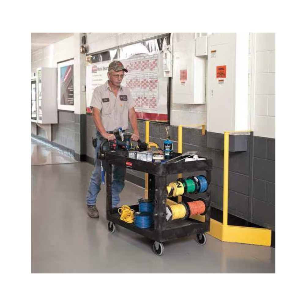 CARRO DE SERVICIO GRANDE, 2 ESTANTES, MANGO ERGONÓMICO