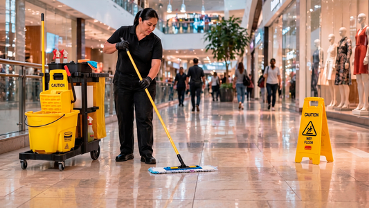 Cómo mantener impecables los pasillos de un centro comercial en horas pico