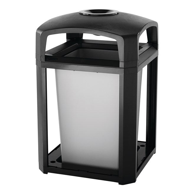CONTENEDOR LANDMARK SERIES ARMAZÓN CON TAPA DE DOMO CON CENICERO Y FORRO INTERNO RÍGIDO, 35 GAL