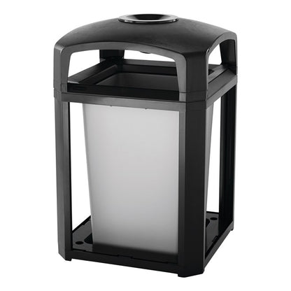 CONTENEDOR LANDMARK SERIES ARMAZÓN CON TAPA DE DOMO CON CENICERO Y FORRO INTERNO RÍGIDO, 35 GAL