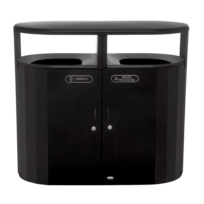 CONTENEDOR DOBLE FLUJO RESIST PARA BASURA Y RECICLAJE, 46 GAL