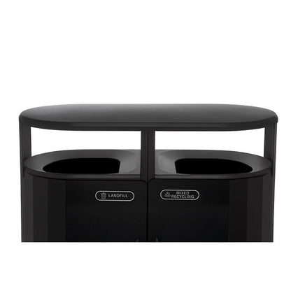 CONTENEDOR DOBLE FLUJO RESIST PARA BASURA Y RECICLAJE, 46 GAL