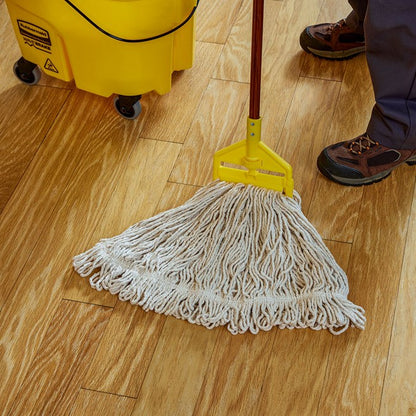 MOP HÚMEDO EXTRA GRANDE DE ALGODÓN VALUE PRO, EXTREMOS CORTADOS, BLANCO, 1"
