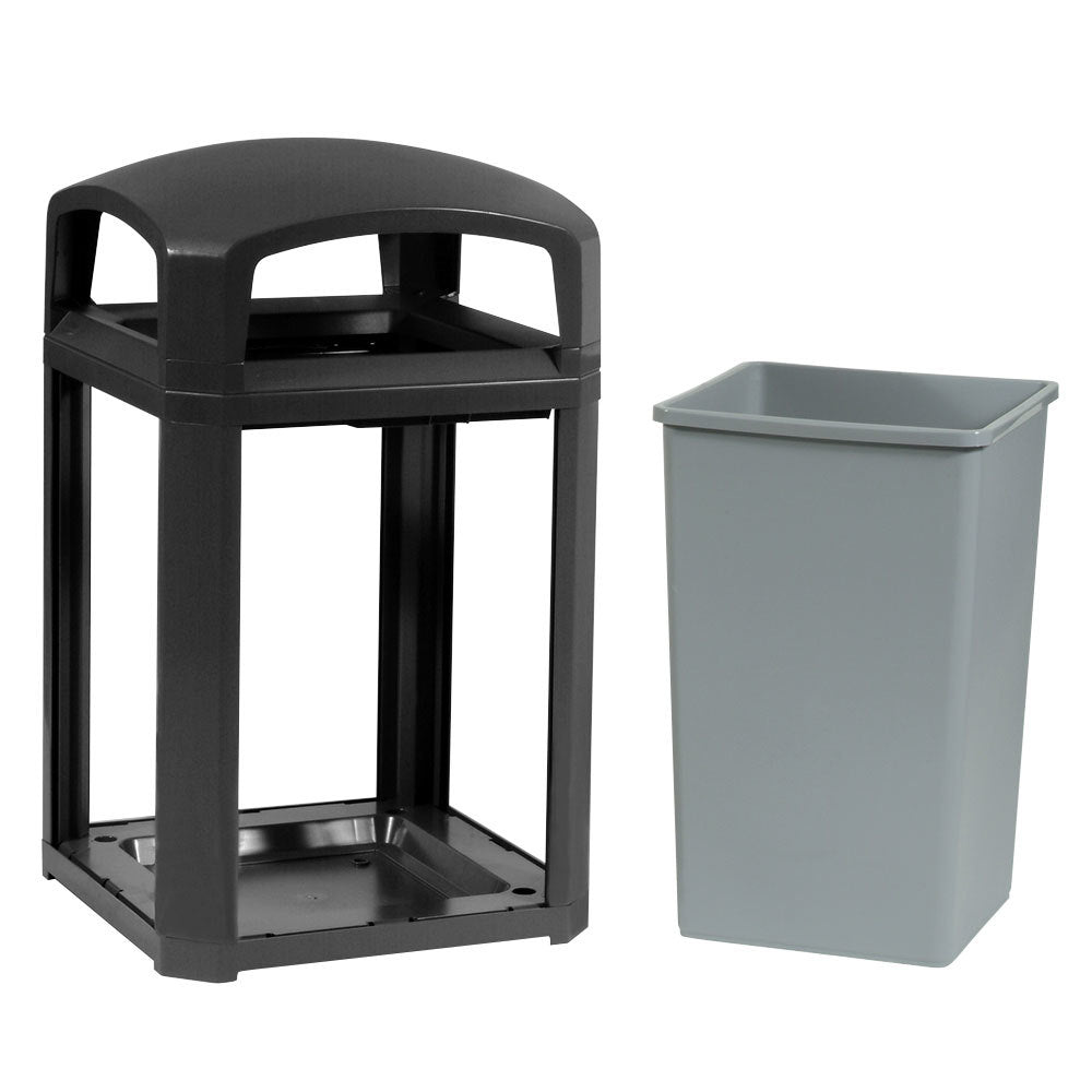 CONTENEDOR LANDMARK SERIES ARMAZÓN CON TAPA DE DOMO CON CENICERO Y FORRO INTERNO RÍGIDO, 35 GAL