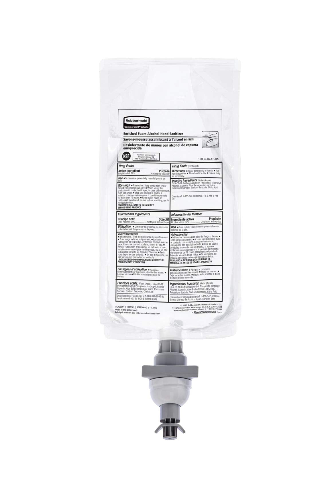 SANITIZANTE DE MANOS EN ESPUMA CON ALCOHOL- E3 1000 ML