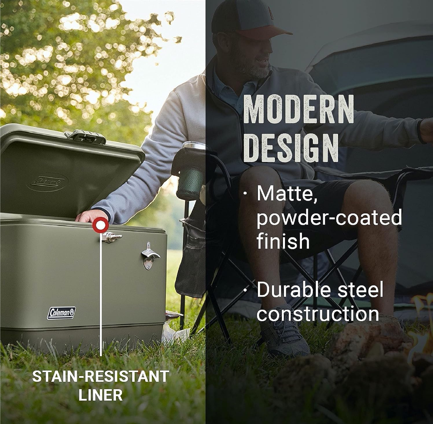 HIELERA ENFRIADOR COLEMAN 54 QT, ACERO, GRANDE, VERDE