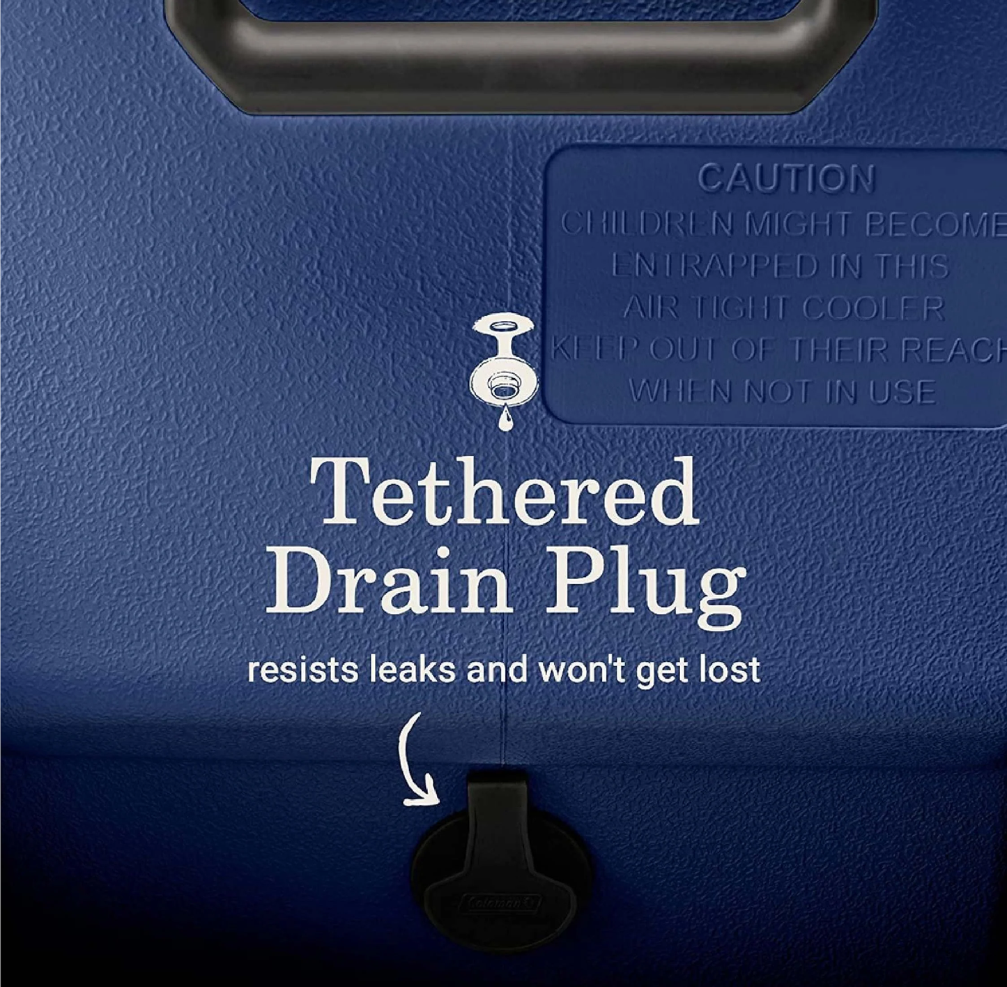 HIELERA COLEMAN 120 QT, TAPA CON MOLDE PORTAVASOS Y ASAS, AZUL C/ GRIS