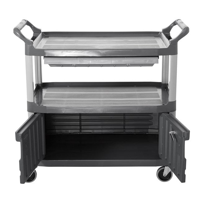 CARRO PARA INSTRUMENTOS CON PUERTAS, CERRADURA Y CAJONES DESLIZABLES