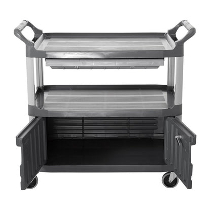CARRO PARA INSTRUMENTOS CON PUERTAS, CERRADURA Y CAJONES DESLIZABLES