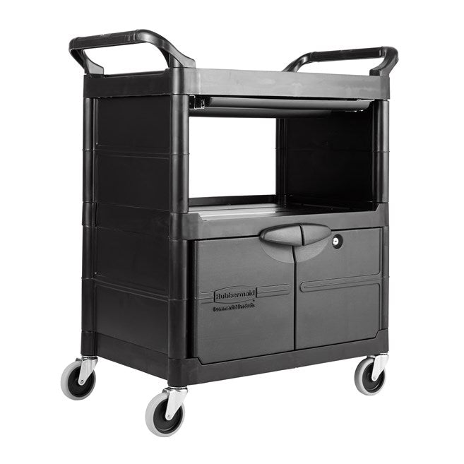 CARRO DE SERVICIO CON PUERTAS, CERRADURA, CAJÓN CORREDIZO, RUEDAS GIRATORIAS DE 10.2 CM, 200 LBS