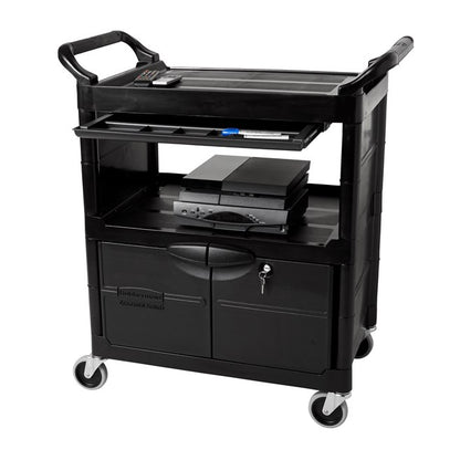 CARRO DE SERVICIO CON PUERTAS, CERRADURA, CAJÓN CORREDIZO, RUEDAS GIRATORIAS DE 10.2 CM, 200 LBS
