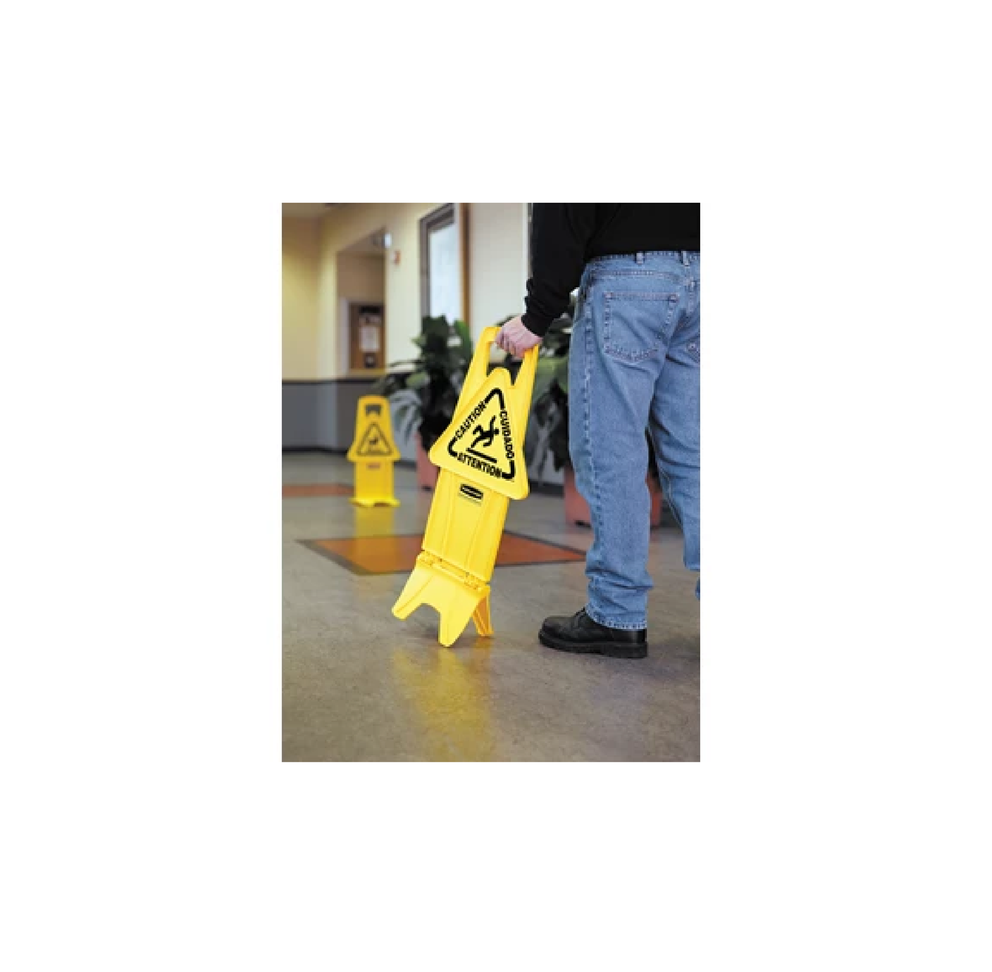 SEÑAL DE SEGURIDAD "PRECAUCIÓN" MULTILINGÜE, 2 CARAS, 26", AMARILLO