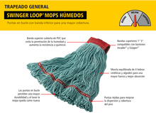 MOP HÚMEDO MEDIANO BLEND SHRINKLESS WEB FOOT DIADEMA 1", BLANCO