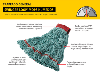 MOP HÚMEDO MEDIANO BLEND SHRINKLESS WEB FOOT DIADEMA 1", BLANCO