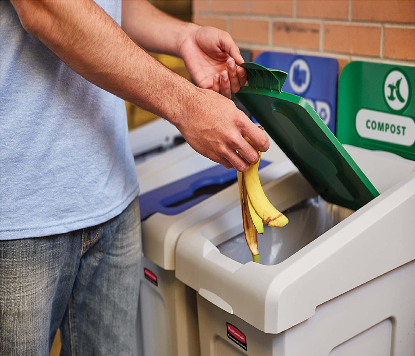 1 CONTENEDOR DE 23 GAL PARA ESTACIÓN DE RECICLAJE 3 CATEGORÍAS SLIM JIM