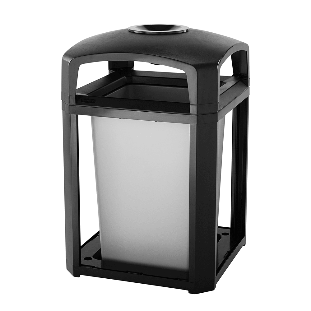 CONTENEDOR LANDMARK SERIES ARMAZÓN CON TAPA DE DOMO CON CENICERO Y FORRO INTERNO RÍGIDO, 35 GAL