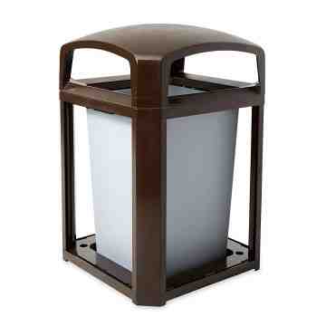 CONTENEDOR LANDMARK SERIES ARMAZÓN CON TAPA DE DOMO CON CENICERO Y FORRO INTERNO RÍGIDO, 35 GAL